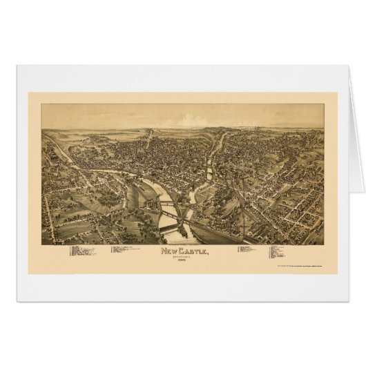 New Castle, PA Panoramic Map - 1896 Cards (Front Horizontal)
