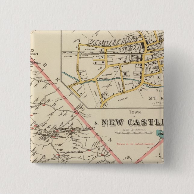 New Castle town Pinback Button (Front)