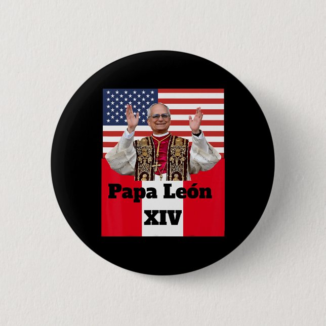 New Catholic Pe Leo Xiv Papa León Peru U.s.a. Conn Button (Front)