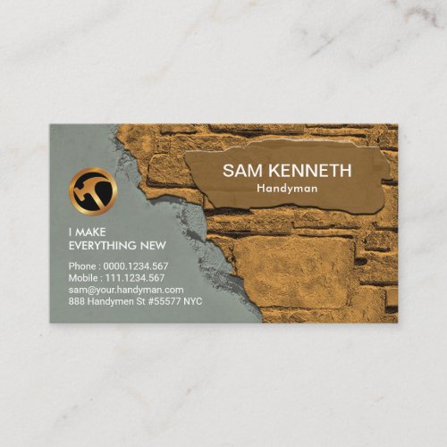 New Cement Works Old Brick Wall Handyman Business Card