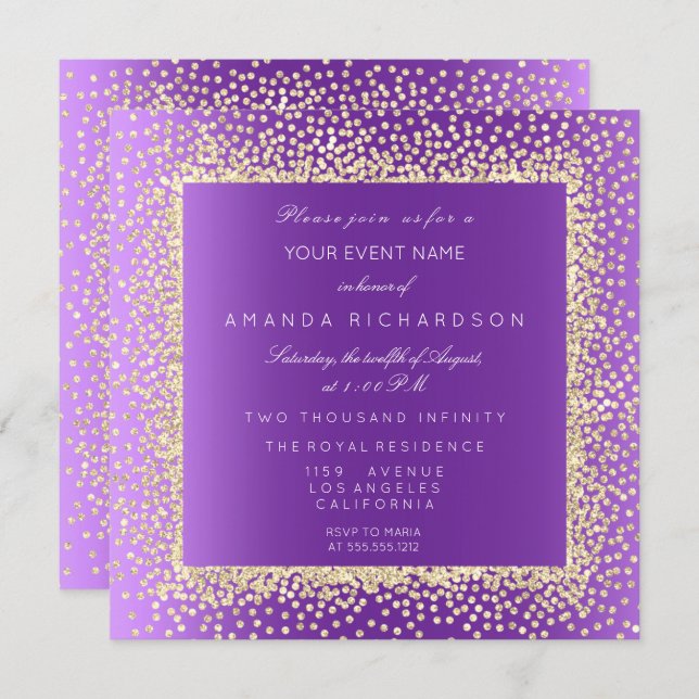 New Champaigne Gold Glitter Confetti Invitation (Front/Back)