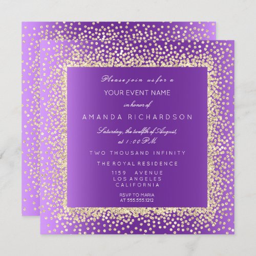 New Champaigne Gold Glitter Confetti Invitation