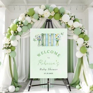 New Chapter Baby boy shower green WELCOME sign