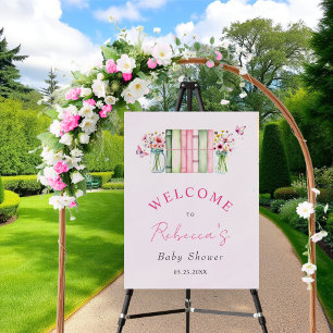 New Chapter Baby girl shower pink WELCOME sign