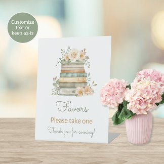 New Chapter Baby Shower Favors Table Sign Books