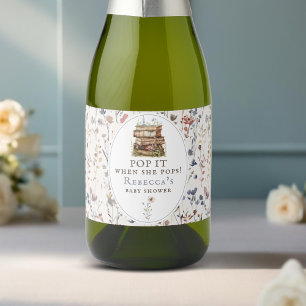 New chapter baby shower, pop it when she pops! sparkling wine label