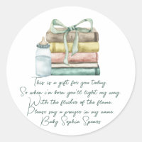 New chapter baby shower - Prayer candle label