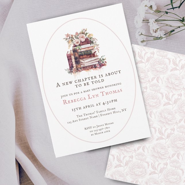 New chapter baby shower watercolor, blush pink invitation (Creator Uploaded)