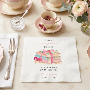 New Chapter Baby Shower Watercolor Pink Thank you Napkins