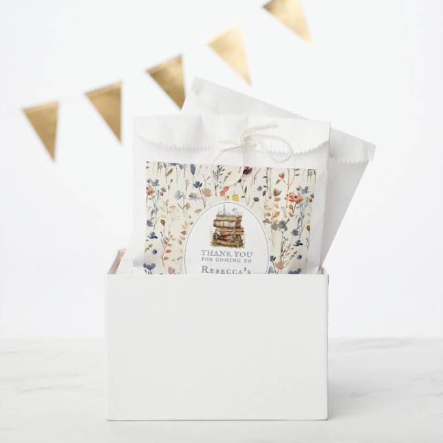 New chapter baby shower watercolor, wildflower favor bag (Party)