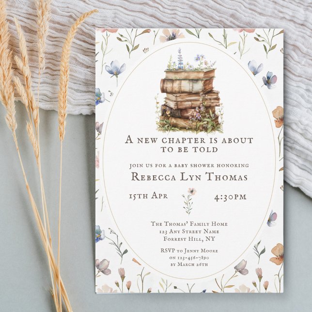 New chapter baby shower watercolor, wildflower invitation (Creator Uploaded)