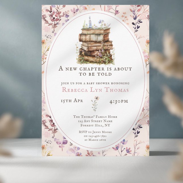 New chapter baby shower watercolor, wildflower invitation (Creator Uploaded)