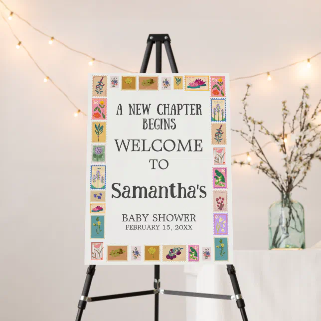 First Chapter Welcome Sign New Chapter Baby Shower Welcome Sign | Zazzle