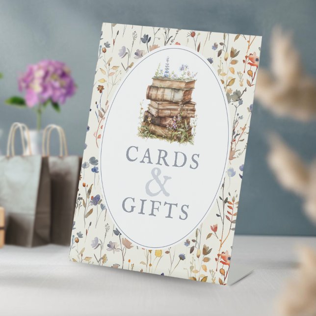 New chapter baby shower wildflower cards & gifts pedestal sign (Creator Uploaded)