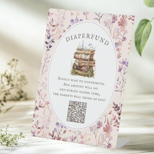New chapter baby shower wildflower diaperfund pedestal sign (Creator Uploaded)