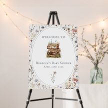 New chapter baby shower wildflower welcome sign