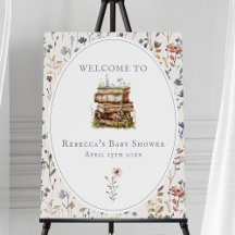 New chapter baby shower wildflower welcome sign
