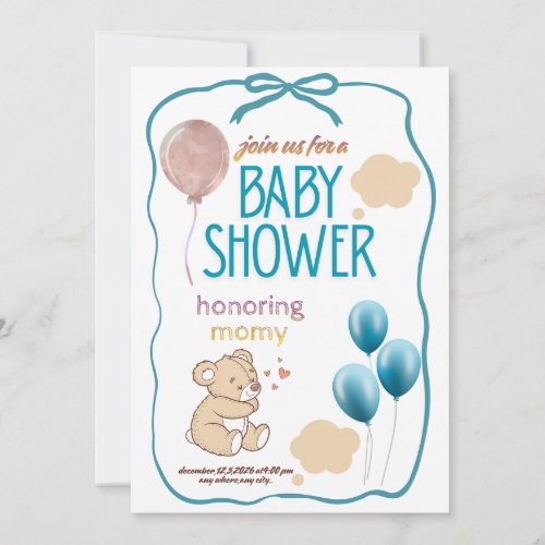 New Chapter Balloons Library Book Baby Shower Invi Holiday Card