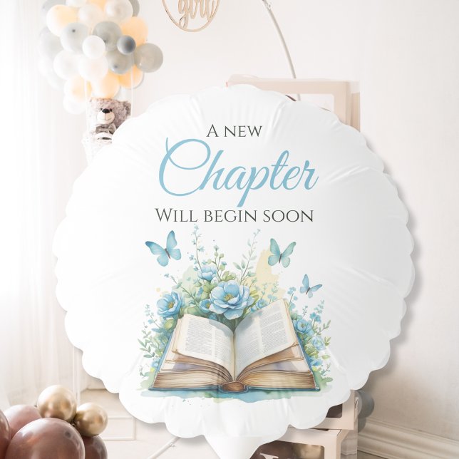 New Chapter Begin Blue Boy Brunch Book Baby Shower Balloon (Creator Uploaded)