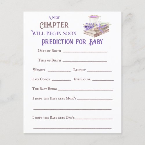 New Chapter Begin Book Advice for Baby Shower Game