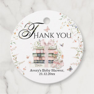 New Chapter Begin Book Wildflower Baby Girl Shower Favor Tags