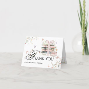 New Chapter Begin Book Wildflower Baby Girl Shower Letterpress Thank You Card