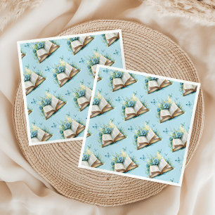 New Chapter Begin Boy Blue Brunch Book Baby Shower Napkins