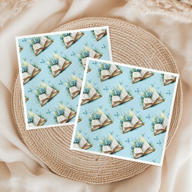 New Chapter Begin Boy Blue Brunch Book Baby Shower Napkins (Creator Uploaded)