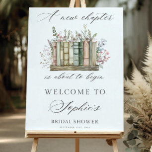 New Chapter Begin Bridal Shower Welcome Sign Edita