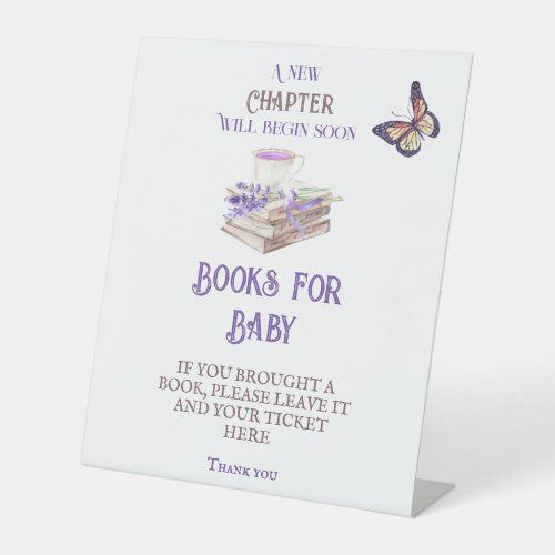 New Chapter Begin Brunch Diaper Raffle Baby Shower Pedestal Sign