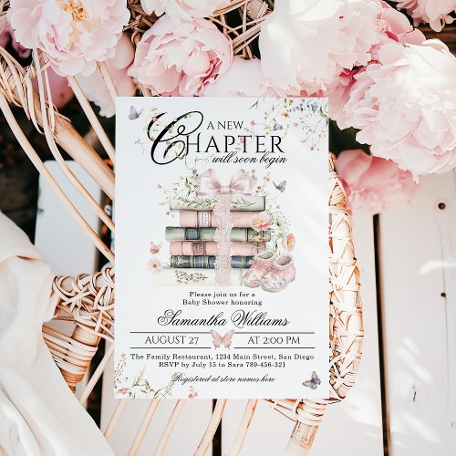 New Chapter Begin Floral Bow Book Baby Girl Shower