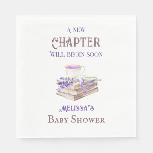 New Chapter Begin Lavender Brunch Book Baby Shower Napkins