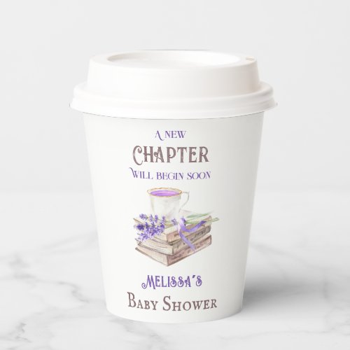 New Chapter Begin Lavender Brunch Book Baby Shower Paper Cups