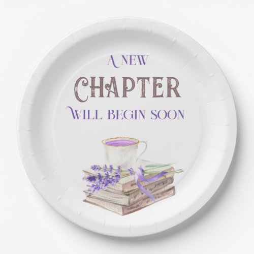 New Chapter Begin Lavender Brunch Book Baby Shower Paper Plates