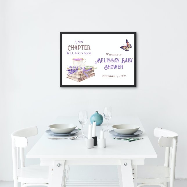 New Chapter Begin Soon Lavender Books Baby Shower Banner (Creator Uploaded)