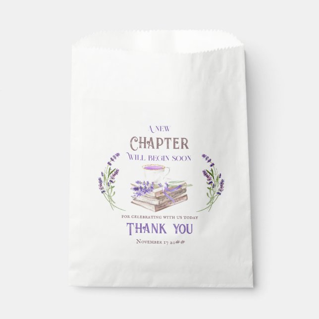 New Chapter Begin Soon Lavender Books Baby Shower Favor Bag (Front)