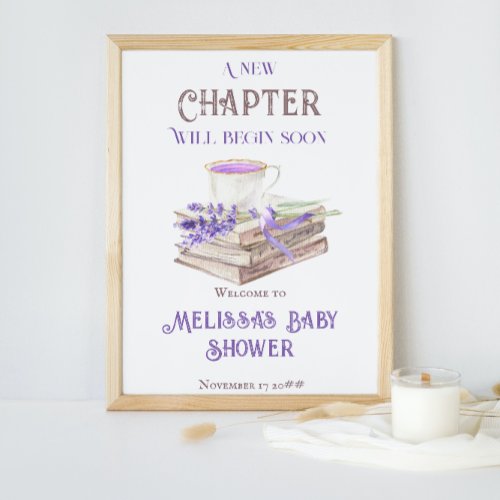 New Chapter Begin Soon Lavender Books Baby Shower Foam Board