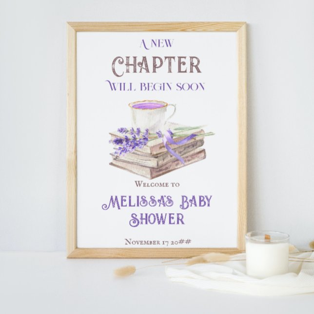 New Chapter Begin Soon Lavender Books Baby Shower Foam Board (Creator Uploaded)