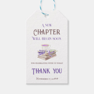 New Chapter Begin Soon Lavender Books Baby Shower Gift Tags