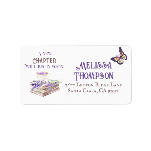 New Chapter Begin Soon Lavender Books Baby Shower Label
