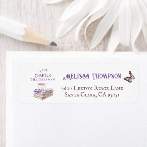 New Chapter Begin Soon Lavender Books Baby Shower Label