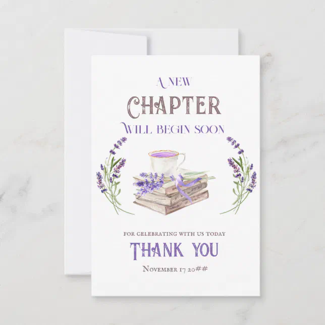Chapter Two Soon New Chapter Begin Soon Lavender Books Baby Shower Thank You Card | Zazzle