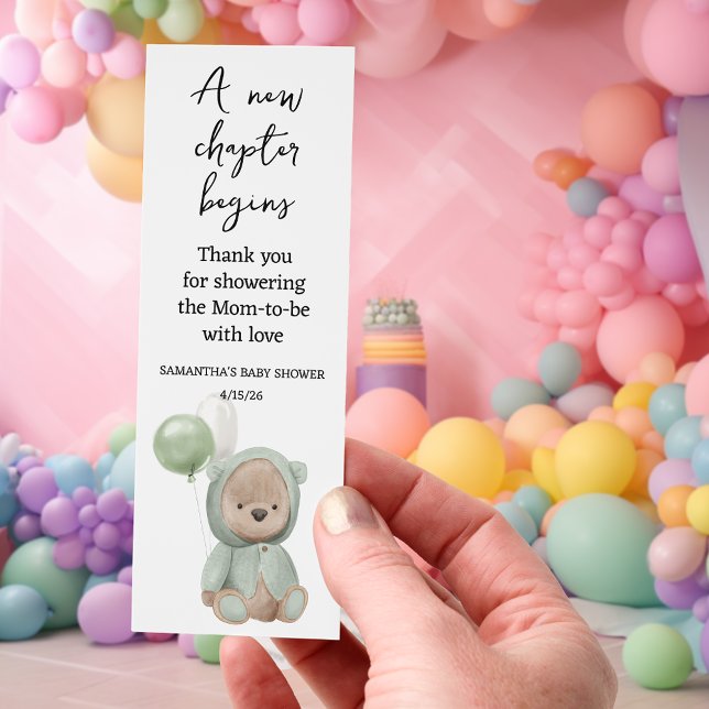 New Chapter Begins Baby Shower Baby Teddy Bear Bookmarks (Creator Uploaded)