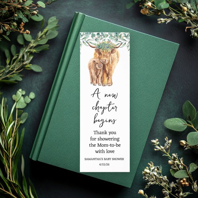 New Chapter Begins Baby Shower Highland Cow Bookmarks (Creator Uploaded)