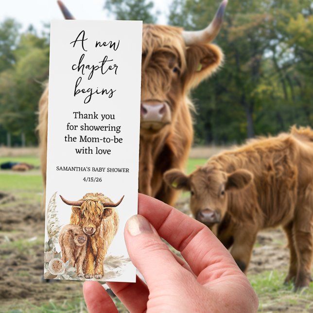 New Chapter Begins Baby Shower Highland Cow Bookmarks (Creator Uploaded)