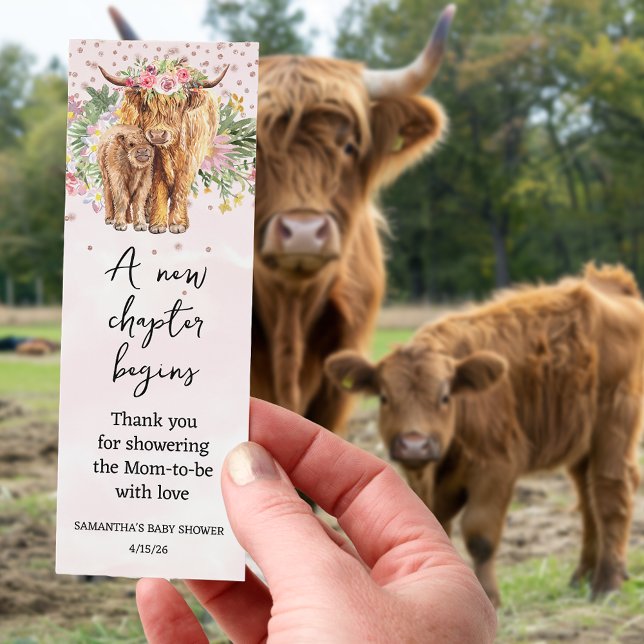 New Chapter Begins Baby Shower Highland Cow Bookmarks (Creator Uploaded)