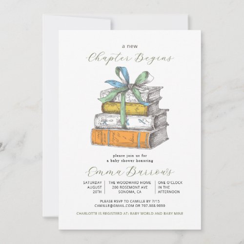 New Chapter Begins Baby Shower Invitation