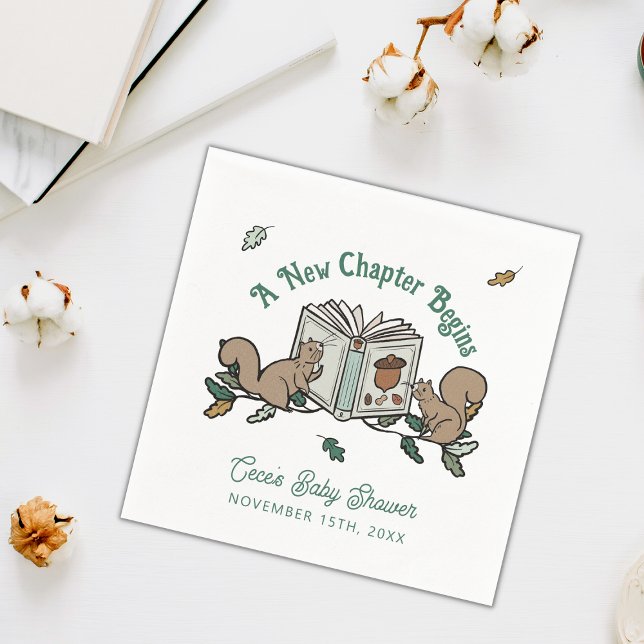 New Chapter Begins Baby Shower Napkins (Woodland Storybook Baby Shower Napkins)