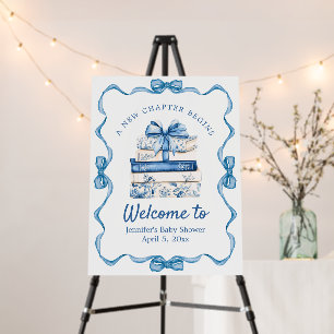 new chapter begins,blue ribbon baby shower welcome foam board