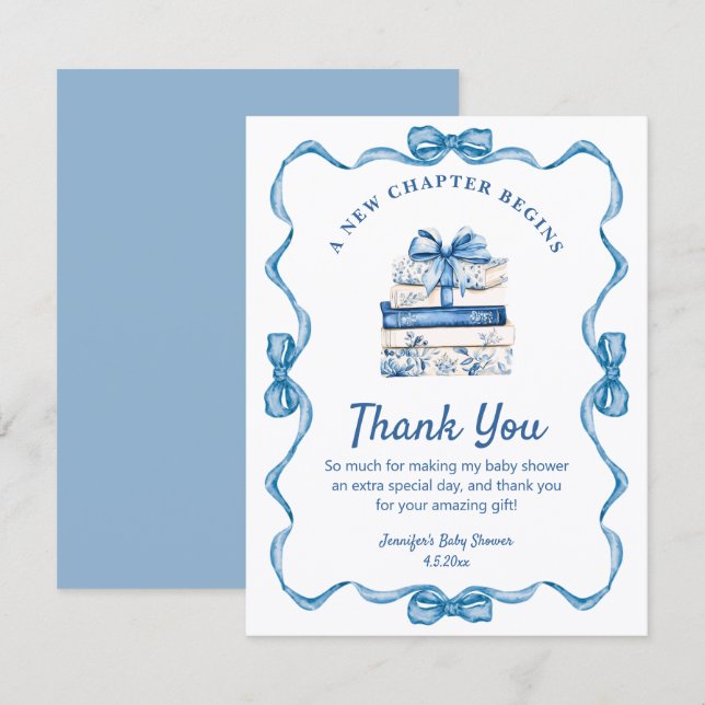 new chapter begins, blue ribbon books thank you note card (Front/Back)